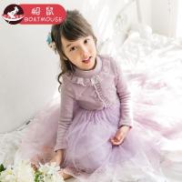 boatmouse船鼠女童连衣裙秋冬裙洋气韩版花边刺绣半高领加绒儿童裙子公主裙