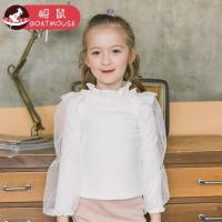 boatmouse船鼠女童打底衫加绒加厚冬2018新款韩版白色长袖网纱儿童公主上衣