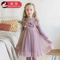 boatmouse船鼠女童连衣裙秋冬加绒加厚2018新款蕾丝刺绣纱裙公主裙儿童裙子