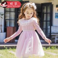 boatmouse船鼠女童春装连衣裙长袖2019新款纱花边领小女孩公主裙儿童裙子