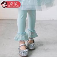 boatmouse船鼠女童打底裤春秋2019新款公主韩版女孩花边刺绣喇叭裤儿童裤子