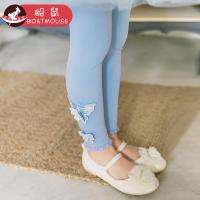 boatmouse船鼠女童打底裤春秋款2019新款纯色弹力韩版蝴蝶装饰花边儿童裤子