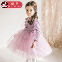 boatmouse船鼠女童连衣裙春长袖纱2019新款韩版蕾丝刺绣蓬蓬纱儿童公主裙