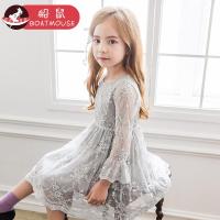 boatmouse船鼠女童蕾丝连衣裙公主春装2019新款韩版洋气透肉喇叭袖儿童裙子