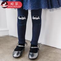 boatmouse船鼠女童打底裤春秋2019新款蕾丝补丁公主韩版女宝宝花边儿童裤子