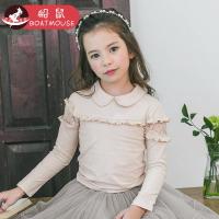 boatmouse船鼠女童打底衫春秋2019新款韩版长袖蕾丝娃娃领公主上衣 儿童t恤