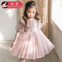 boatmouse船鼠女童连衣裙春装2019新款韩版长袖蕾丝刺绣纱裙儿童裙子公主裙