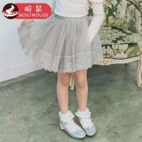 boatmouse船鼠女童短裙小女孩半身裙春装2019新款韩版蕾丝花边纱裙儿童半裙