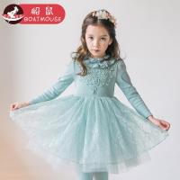 boatmouse船鼠女童连衣裙春秋2019新款韩版花边圆领纱裙儿童裙子女孩公主裙