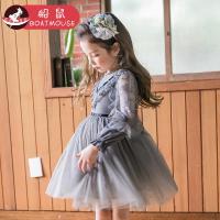 boatmouse船鼠女童连衣裙春秋2019新款韩版淑女蕾丝透肉长袖公主裙儿童裙子
