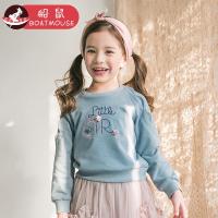 boatmouse船鼠女童卫衣春秋2019新款套头韩版长袖蕾丝拼接刺绣洋气儿童上衣