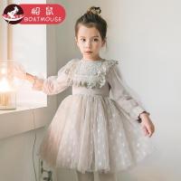 boatmouse船鼠女童连衣裙春装2019新款韩版蕾丝花边领小女孩公主裙儿童裙子