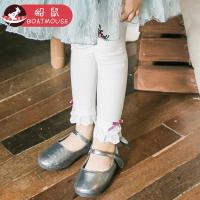 boatmouse船鼠女童打底裤春秋2019新款韩版弹力修身蝴蝶结花边拼接儿童裤子