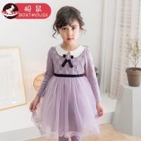 boatmouse船鼠童装女童春装2019新款洋气韩版翻领纱裙儿童裙子女宝宝连衣裙