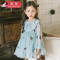 boatmouse船鼠女童连衣裙春装2019新款洋气韩版童装蕾丝绣花公主裙儿童裙子