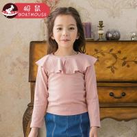 boatmouse船鼠女童打底衫春2019新款外穿公主荷叶领韩版 儿童t恤女宝宝上衣