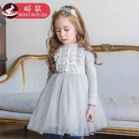 boatmouse船鼠女童春装连衣裙2019新款花边拼接纱裙宝宝公主裙儿童裙子春季