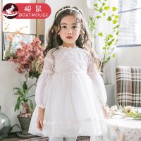 boatmouse船鼠女童蕾丝连衣裙小女孩公主裙春 韩版淑女白色儿童裙子