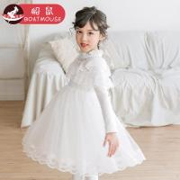 boatmouse船鼠女童连衣裙春装 白色蕾丝小女孩公主裙蓬蓬纱儿童裙子