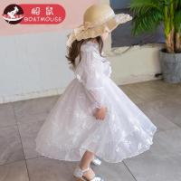 boatmouse船鼠女童连衣裙春装 白色刺绣韩版淑女儿童公主裙女孩裙子