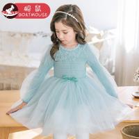 boatmouse船鼠女童蓬蓬纱裙春秋 儿童裙子胸前弹力褶皱小女孩公主裙