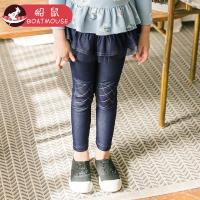 boatmouse船鼠女童裙裤牛仔裤女孩打底裤春秋 韩版补丁裤裙儿童裤子