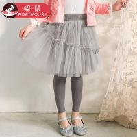 boatmouse船鼠女童裙裤春秋 韩版弹力小女孩假两件纱裤裙儿童裤子