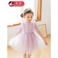 boatmouse船鼠女童连衣裙夏季纱裙2019新款蕾丝荷叶边小女孩公主裙儿童裙子