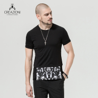 CREAZIONI时尚奢侈品男装 下摆印花T恤长款T恤 短袖T恤 夏季新品