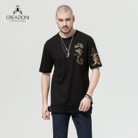 CREAZIONI短袖T恤 男装上衣 龙图腾T恤男 圆领纯棉T恤 时尚单品