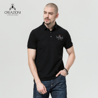 CREAZIONI男装 立领T恤 短袖黑色T恤 夏季新品