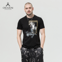 CREAZIONI 男装短袖T恤纯棉圆领T恤猫头鹰款夏季新品