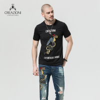CREAZIONI 男装纯棉刺绣圆领T恤