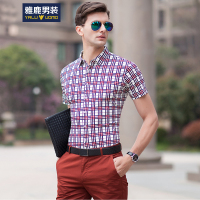 雅鹿男装短袖T恤男夏季新款纯色翻领衬衫 16210