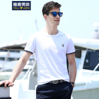 雅鹿男装短袖t恤夏季新款韩版修身刺绣男装上衣体恤