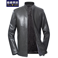 雅鹿男装 加绒加厚 挺括有型 秋冬易打理男款立领皮衣男士夹克中年外套 S59EDPA01817