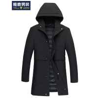 雅鹿男装中长款连帽轻薄羽绒服冬装新品商务保暖外套潮 S63EDJA0B019