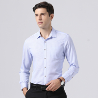 雅鹿男装新款方领男士长袖衬衫S54EQCD00183