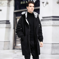 雅鹿男装秋冬时尚连帽中长款防寒男士羽绒服男款外套AS63EDYA08883