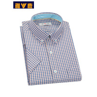 雅鹿男装短袖衬衫男夏季商务休闲男士纯色格纹男士衬衣DC2CE071S