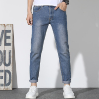 雅鹿男装夏季青年浅牛仔修身弹力小脚男士牛仔裤裤S12FCKC03227