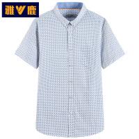 雅鹿男装男士衬衫夏季男短袖印花衬衣修身时尚男装衬衫 ADC2CE033S