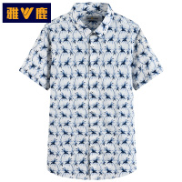 雅鹿男装短袖衬衫男男士商务休闲花纹夏季免烫上衣ADC2CE036S