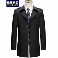 雅鹿男装风衣男秋季新款男士中长款风衣男商务休闲外套大衣10317105X