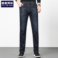 雅鹿男装新品修身弹力工艺水洗中腰四季长裤男士牛仔裤1123KC09108