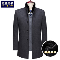 雅鹿男装中老年加绒保暖内里挺括抗皱毛领男士毛呢大衣1115DA01910