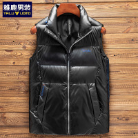 雅鹿男装90白鸭绒防水防脏面料字母印花无袖羽绒服男士羽绒马甲14409972