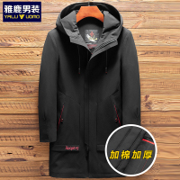 雅鹿男装秋冬青年潮流休闲帅气中长款连帽男士风衣A14718827