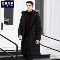 雅鹿冬季过膝加长款冬季大狐狸毛领保暖羽绒外套厚款男士羽绒服1046YA09622