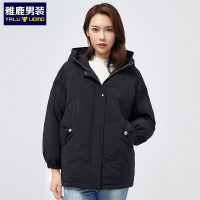 雅鹿冬季加厚女款保暖面包服连帽纯色羽绒外套1155YA09930